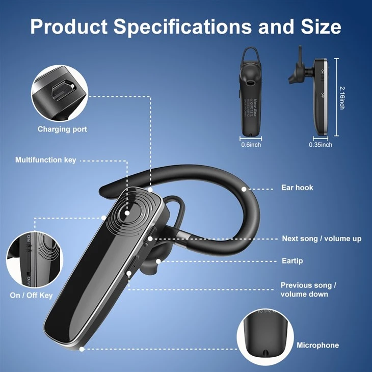 Single Ear Bluetooth Headset For Calls